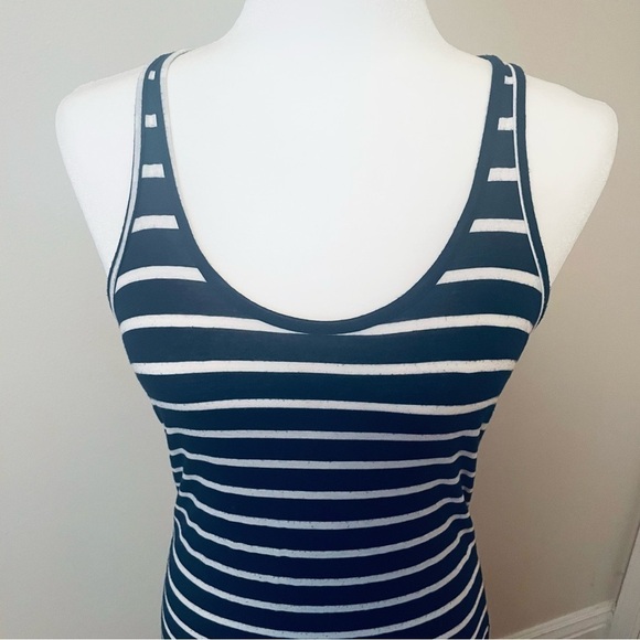 Kirra Sleeveless Summer Long Dress Boho Stripe Maxi Dress Navi White - Size S - Picture 10 of 11